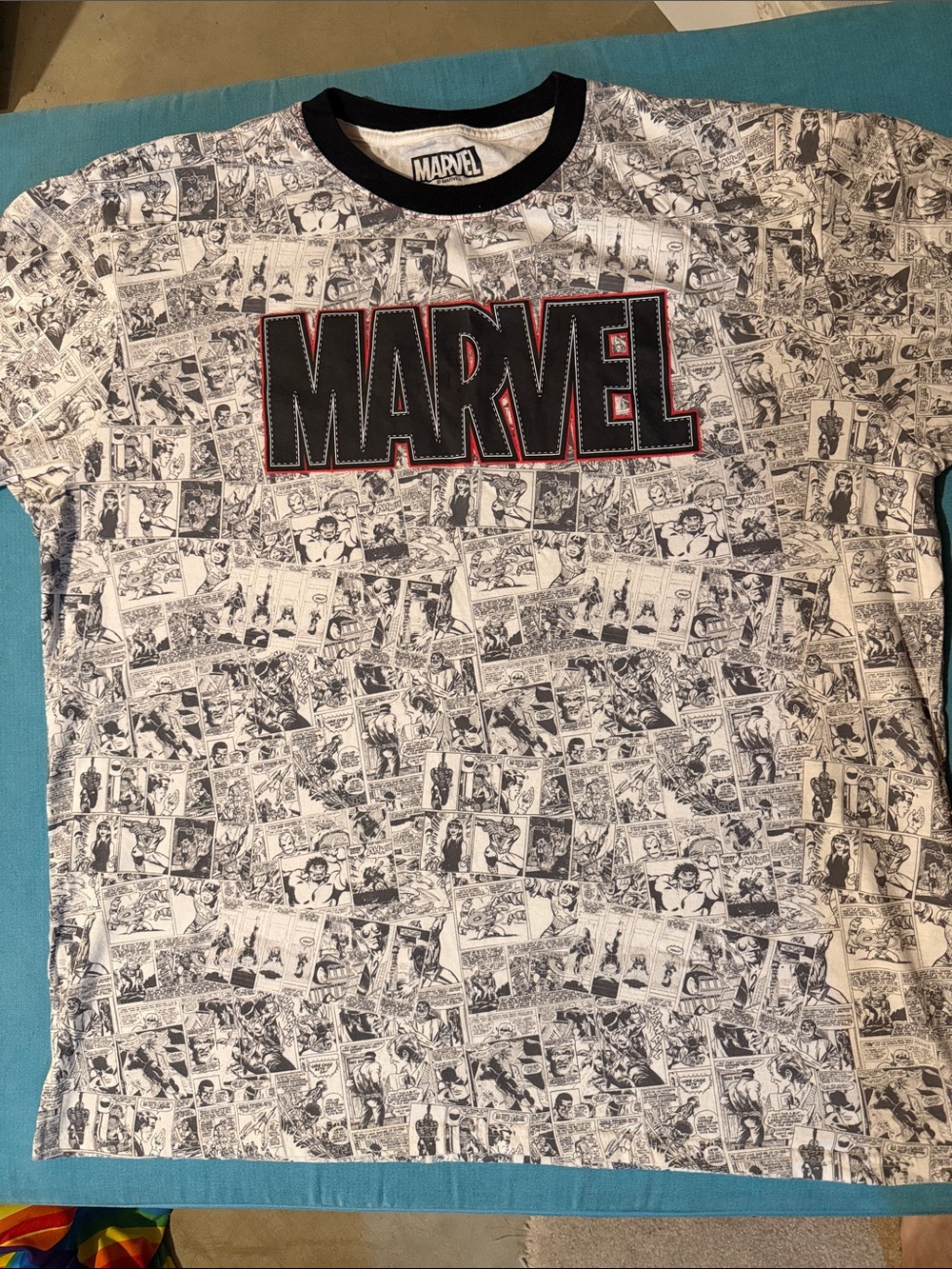Marvel Black & White Comic Logo Short-Sleeve Tee